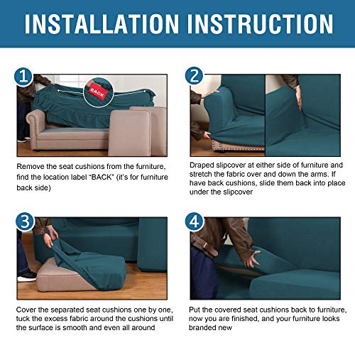 PrimeBeau 4 Pieces Premium Jacquard Sofa Slipcover Set, Sofa and Oversize Sofa