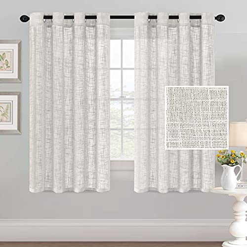 PrimeBeau Natural Linen Blended Grommet Curtains 2 Panel Sets