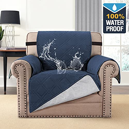 PrimeBeau 100% Waterproof Armchair Protectors Cover for Dogs Pets, Couch Covers Slipcovers Furniture Chair Protector with Non-Slip Strap on Back (Seat Width 21")