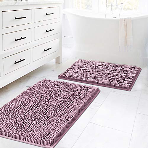 PrimeBeau Bath Mats Non Slip, Soft Shaggy Microfiber, Absorbent, Machine-Washable Rugs(2Pieces)