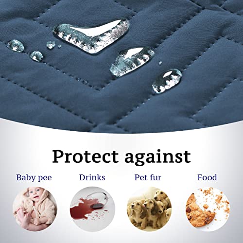 PrimeBeau Reversible Armchair Protector Slipcover Water Resistant Anti-Slip Couch Cover with Elastic Straps, Pets Protection, Stylish Decor, Easy Care