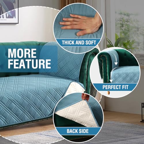 PrimeBeau 100% Waterproof Loveseat Couch Covers Traditional Chesterfield Sofa Covers with Extra Long Armrest Cover Waterproof and Washable Thick Couch Cover for Dogs (1 Piece)