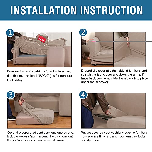 PrimeBeau 4 Pieces Premium Jacquard Sofa Slipcover Set, Sofa and Oversize Sofa