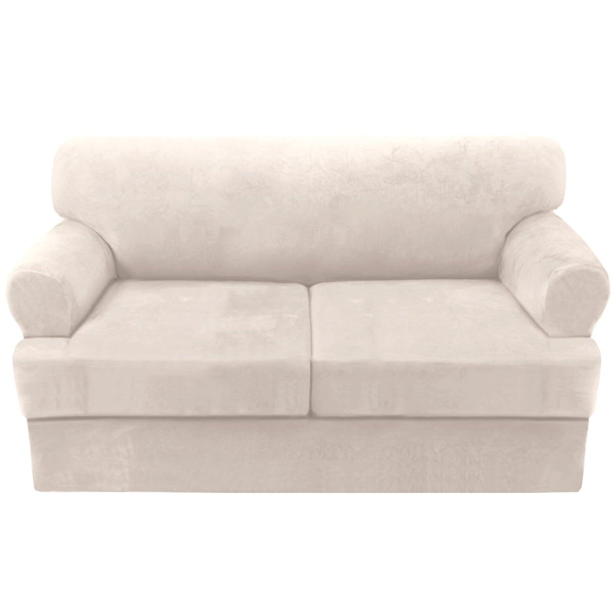 PrimeBeau Sofa Cover 3 Pieces T Cushion Loveseat Slipcovers Thick Velvet Couch Cover Furniture Protector Stretch T Cushion Sofa Covers for 2 Cushion Couch with 2 T Cushion Covers Washable