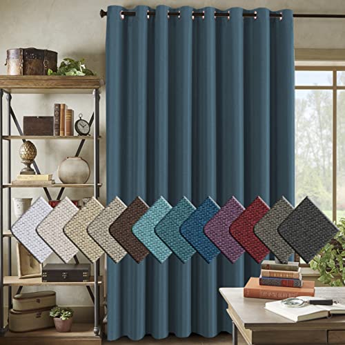 PrimeBeau Faux Linen Room Darkening/Room Dividing Curtain Draper Extra Wide & Long