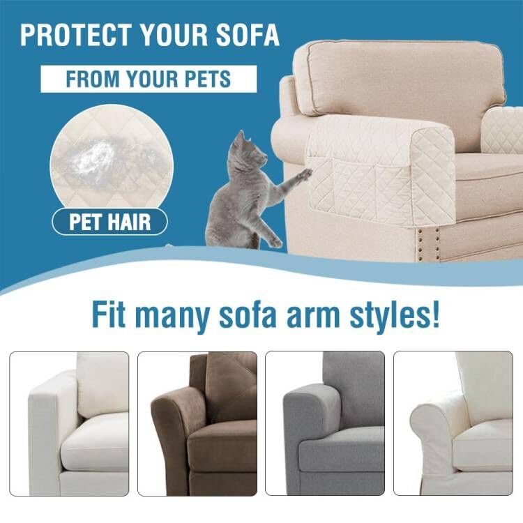 PrimeBeau Armrest Covers for Sofa Water Resistant Couch Arm Covers Remote Control Holder Sofa Armrest Organizer for Magazine, Tablet, Phone, iPad(Set of 2)