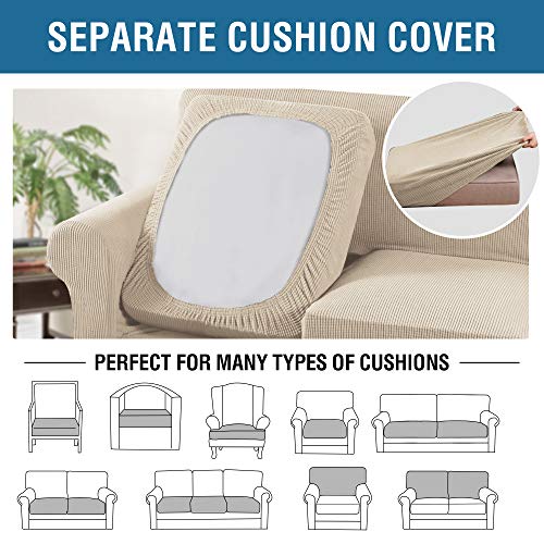 PrimeBeau 4 Pieces Premium Jacquard Sofa Slipcover Set, Sofa and Oversize Sofa