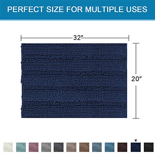 PrimeBeau Luxury Chenille Striped Bath Mats Set | Ultra Thick & Absorbent Non Slip Rugs 20“ x 32"