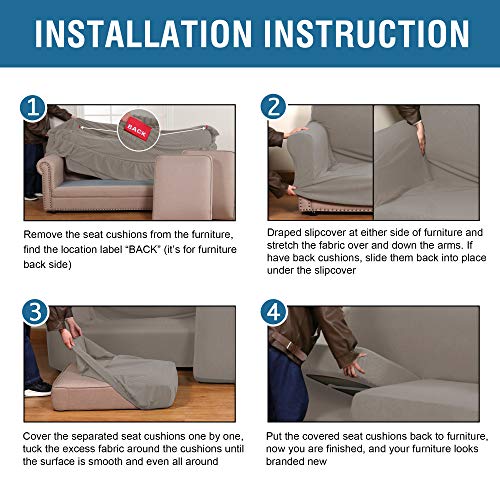 PrimeBeau Thicker Jacquard Fabric 3 Pieces Loveseat & Oversize Loveseat Covers for 2 Cushion Sofa Couch Slipcovers (Base Cover Plus 2 Seat Cushion Covers)