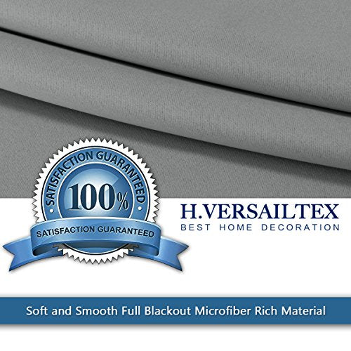 PrimeBeau Blackout Grommet Solid Color Curtain Set of 2 Panels, W52" Short