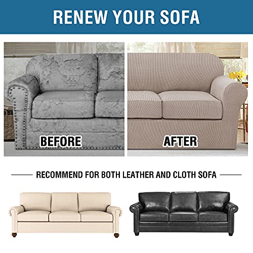 PrimeBeau 4 Pieces Premium Jacquard Sofa Slipcover Set, Sofa and Oversize Sofa