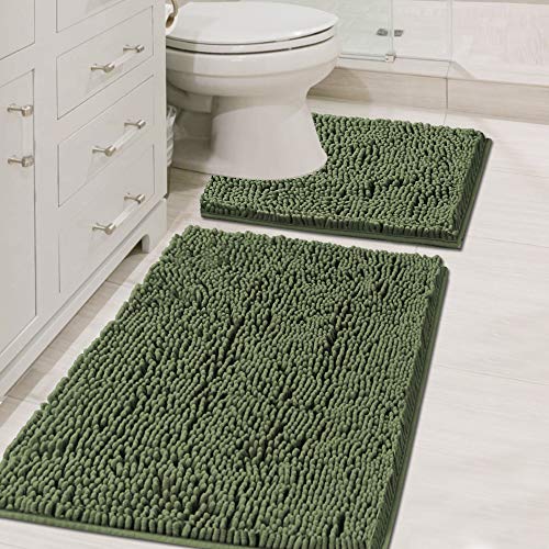 PrimeBeau Bath Mats Non Slip, Soft Shaggy Microfiber, Absorbent, Machine-Washable Rugs(2Pieces)