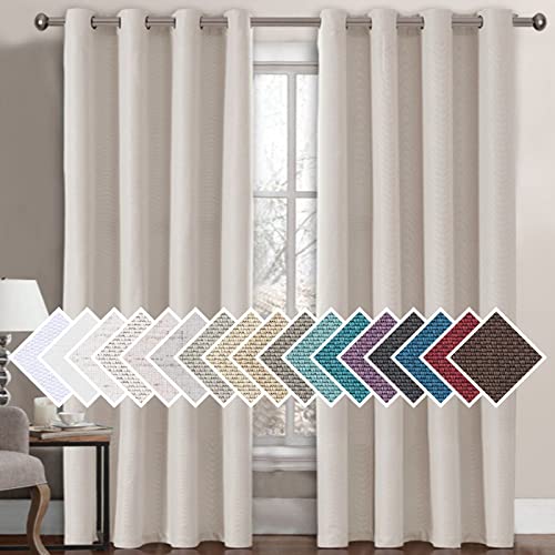 PrimeBeau Faux Linen Room Darkening Curtain , Sold by 1 Panel, Long