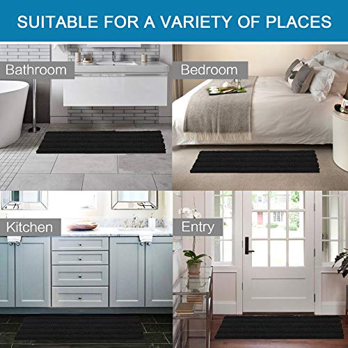 PrimeBeau Luxury Chenille Striped Bath Mats Set | Ultra Thick & Absorbent Non Slip Rugs 47“ x 17"