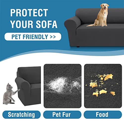 PrimeBeau 2023 Version Armchair Cover 1-Piece Stretch Couch Covers for 1 Cushion Couch Sofa Cover Spandex Non Slip Soft Form Fit Furniture Protector with Elastic Bottom