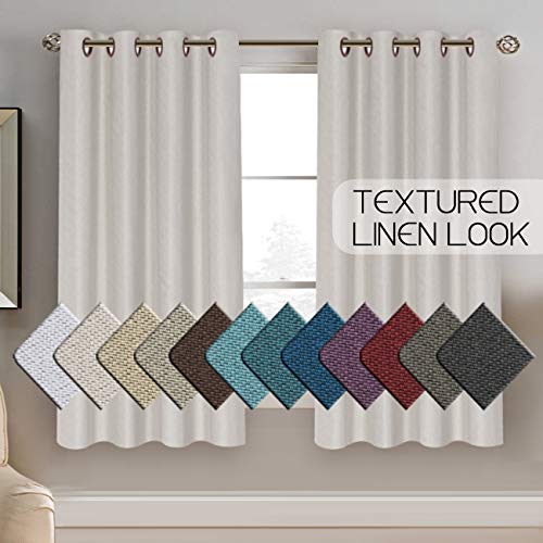 PrimeBeau Faux Linen Room Darkening Blackout Curtain Sold by 1 Panel, Short