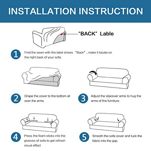 PrimeBeau Stretch Loveseat Slipcovers|Sofa Cover for Loveseat 1 Piece with Elastic Bottom, Textured Checked Jacquard Fabric