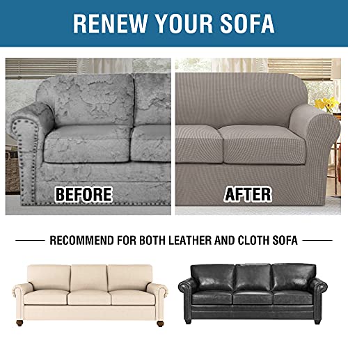 PrimeBeau 4 Pieces Premium Jacquard Sofa Slipcover Set, Sofa and Oversize Sofa