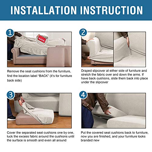 PrimeBeau 4 Pieces Premium Jacquard Sofa Slipcover Set, Sofa and Oversize Sofa