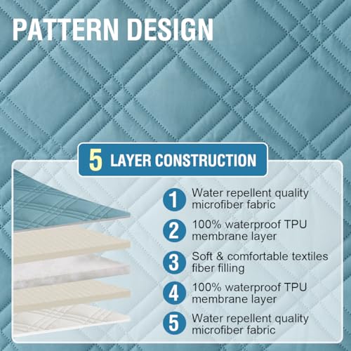 PrimeBeau 100% Waterproof Sofa & Oversize Sofa Covers Traditional Chesterfield Sofa Covers with Extra Long Armrest Cover Waterproof and Washable Thick Couch Cover for Dogs (1 Piece)