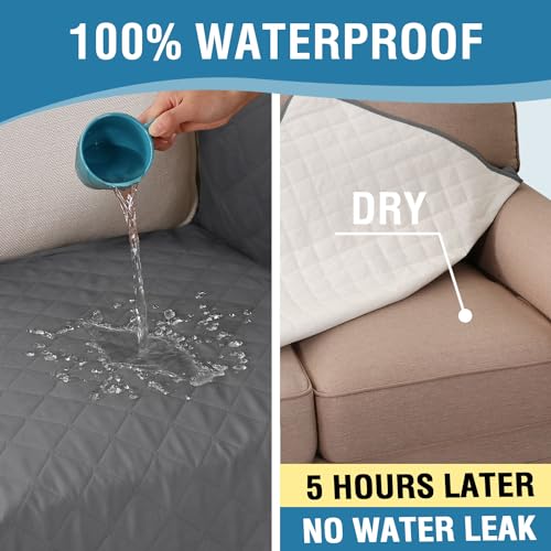 PrimeBeau 2 Piece L Shaped Couch Covers for Sectional Sofa Couch Cover with Chaise Lounge 100% Waterproof Furniture Covers for Pets