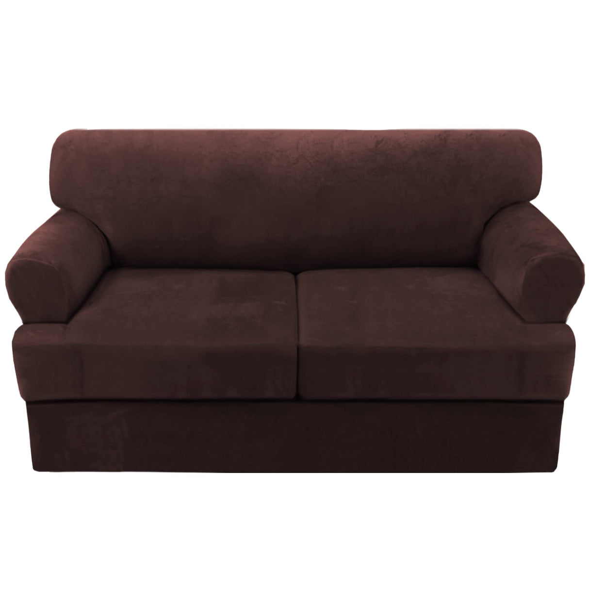 PrimeBeau Sofa Cover 3 Pieces T Cushion Loveseat Slipcovers Thick Velvet Couch Cover Furniture Protector Stretch T Cushion Sofa Covers for 2 Cushion Couch with 2 T Cushion Covers Washable