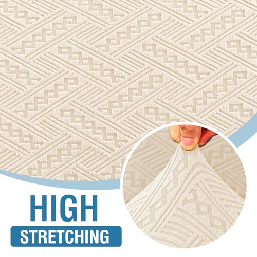 H.VERSAILTEX 2024 Newest Jacquard Couch Covers for 3 Cushion Couch 1 Piece Stretch Sofa Covers Furniture Protector Anti-Slip Soft Thickened Dogs Slipcovers Washable Wind Bell Pattern(Sofa, Ivory)