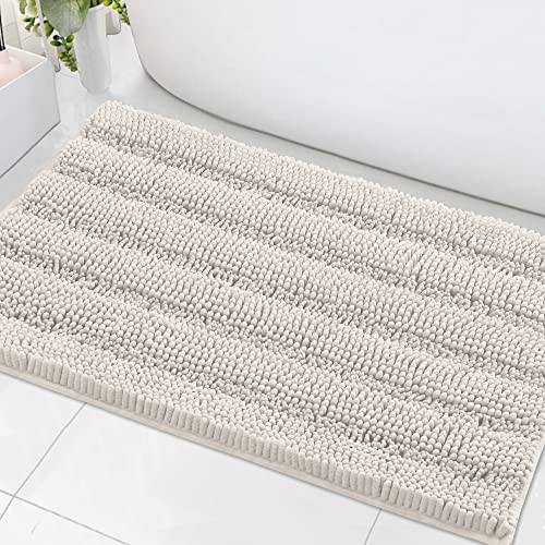 PrimeBeau Luxury Chenille Striped Bath Mats Set | Ultra Thick & Absorbent Non Slip Rugs 24“ x 36"