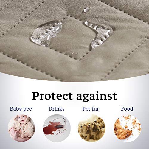 H.VERSAILTEX Reversible Quilted Recliner Covers Water Resistant Furniture Protector for Reclienr Chair with Elastic Straps for Pets Kids Sitting Width Up to 22"(Recliner, Khaki/Beige)