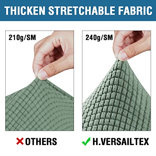 H.VERSAILTEX 4 Piece Stretch Sofa Covers for 3 Cushion Couch Covers for Living Room Furniture Slipcovers (Base Cover Plus 3 Seat Cushion Covers) Upgraded Thicker Jacquard Fabric (XL Sofa, Loden Frost)