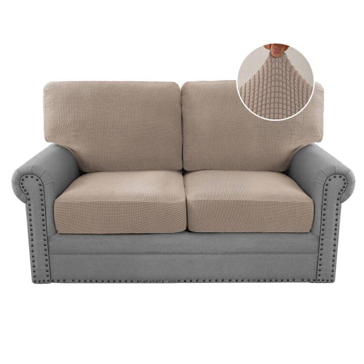 PrimeBeau 2024 New Trend Multi-Pieces Sofa Covers Stretch Couch Covers Form Fitted Seats and Back Cushions Covers (2 Seat Covers Plus 2 Back Cusion Covers, Bonus 2 Armrest Covers)