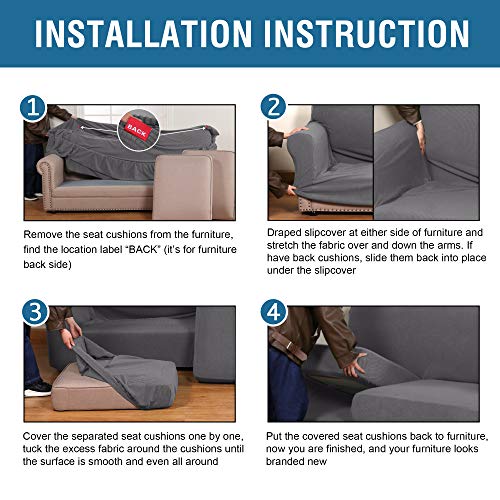 PrimeBeau 4 Pieces Premium Jacquard Sofa Slipcover Set, Sofa and Oversize Sofa