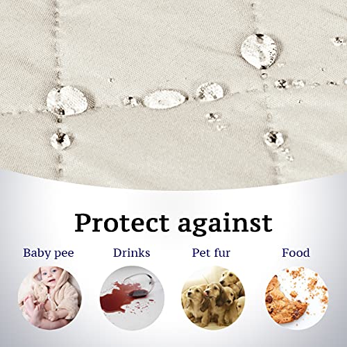 H.VERSAILTEX Reversible Quilted Recliner Covers Recliner Chair Cover Water Resistant Furniture Protector Washable Couch Cover with Elastic Straps for Kids, Pets (Recliner, Ivory/Beige)