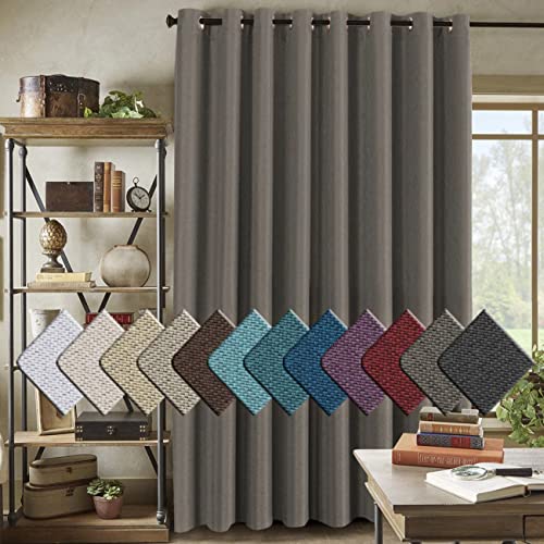 PrimeBeau Faux Linen Room Darkening/Room Dividing Curtain Draper Extra Wide & Long
