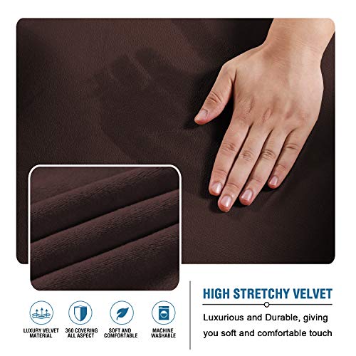 PrimeBeau 2 Pieces L-Shaped Rich Velvet Stretch Sofa Covers Anti-Slip Sectional Slipcovers with Straps Bottom Luxury Thick Velvet Corner Sofa Cover