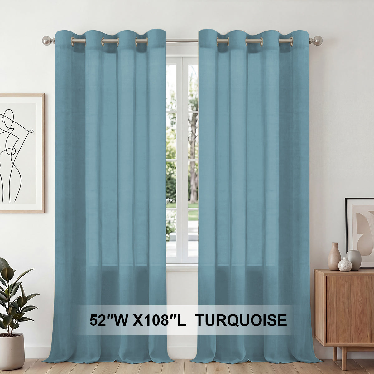 H.Versailtex 2 Panels Natural Linen Blended Semi-Sheer Curtains Privacy Assured with Nickel Grommet