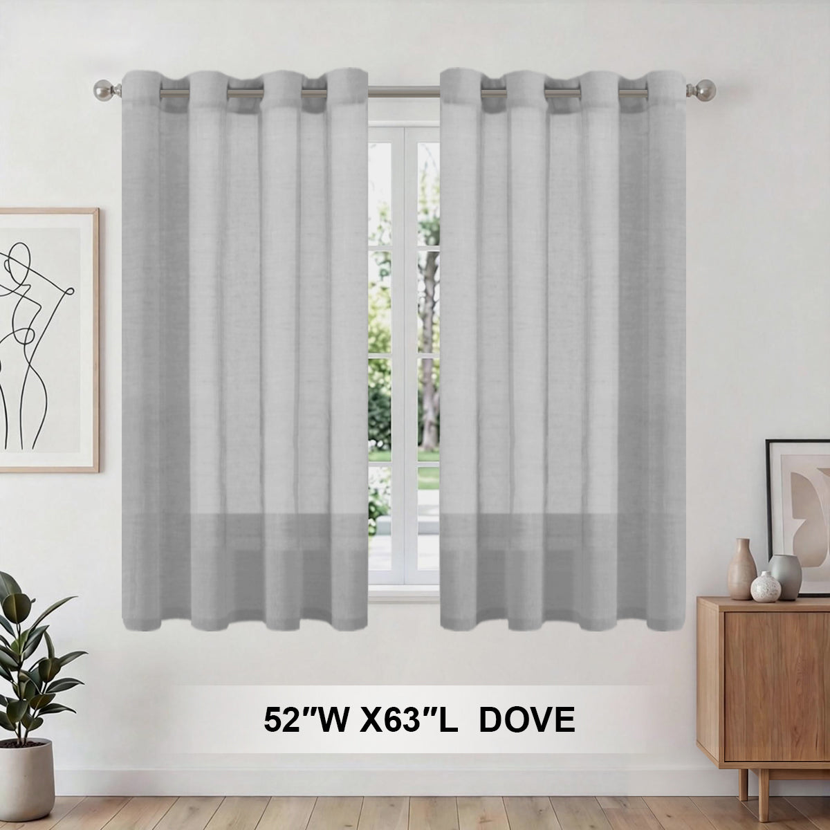 H.Versailtex 2 Panels Natural Linen Blended Semi-Sheer Curtains Privacy Assured with Nickel Grommet