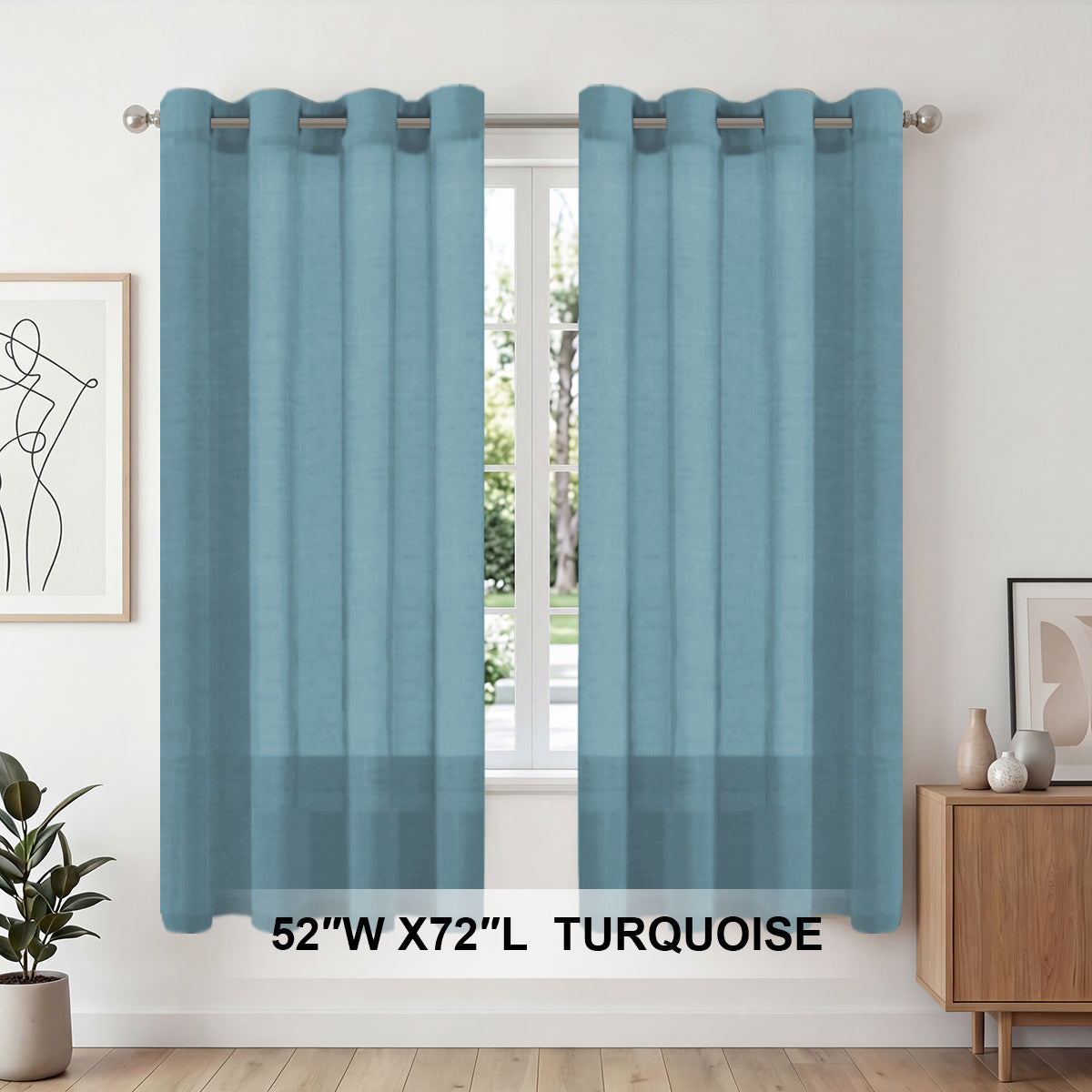 H.Versailtex 2 Panels Natural Linen Blended Semi-Sheer Curtains Privacy Assured with Nickel Grommet