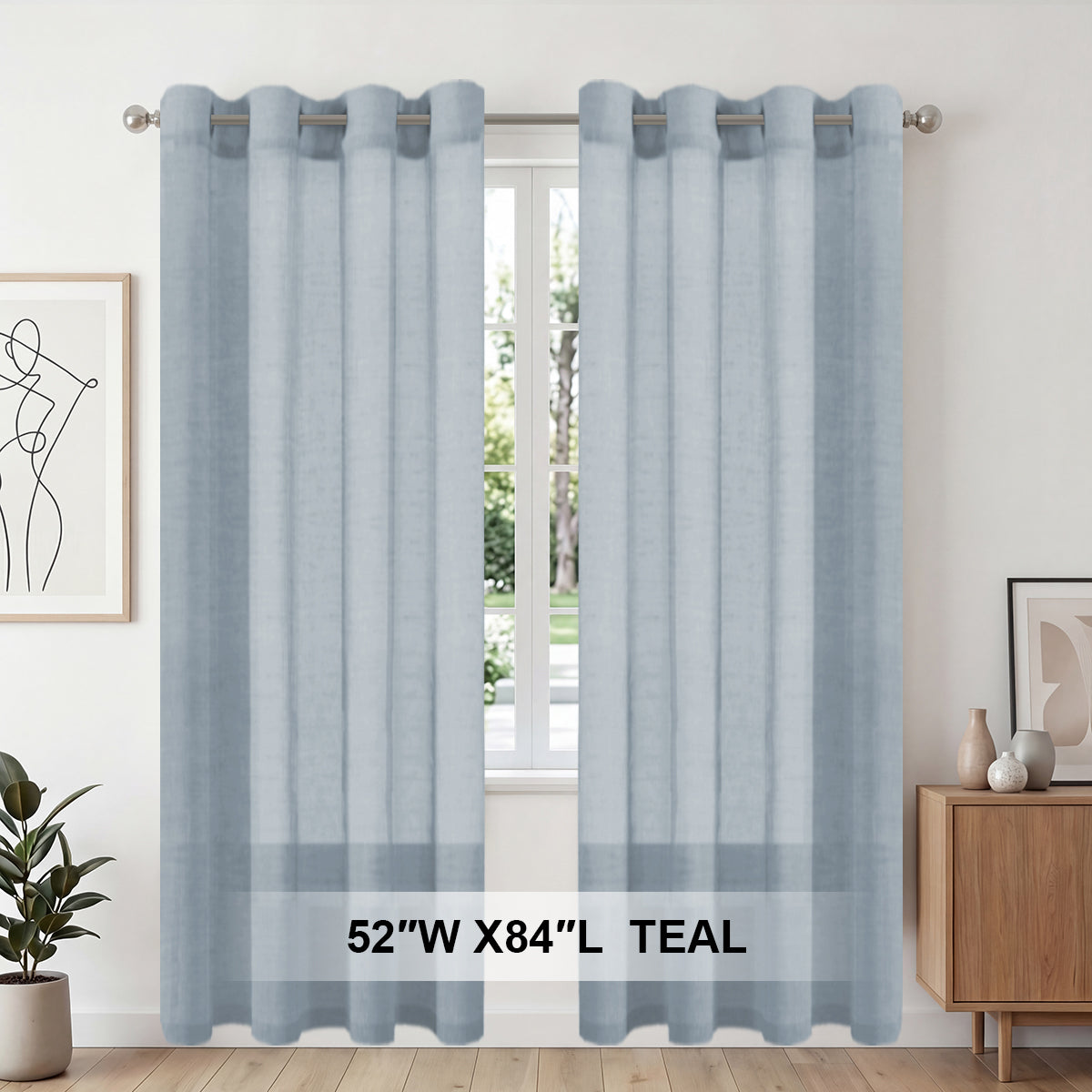 H.Versailtex 2 Panels Natural Linen Blended Semi-Sheer Curtains Privacy Assured with Nickel Grommet