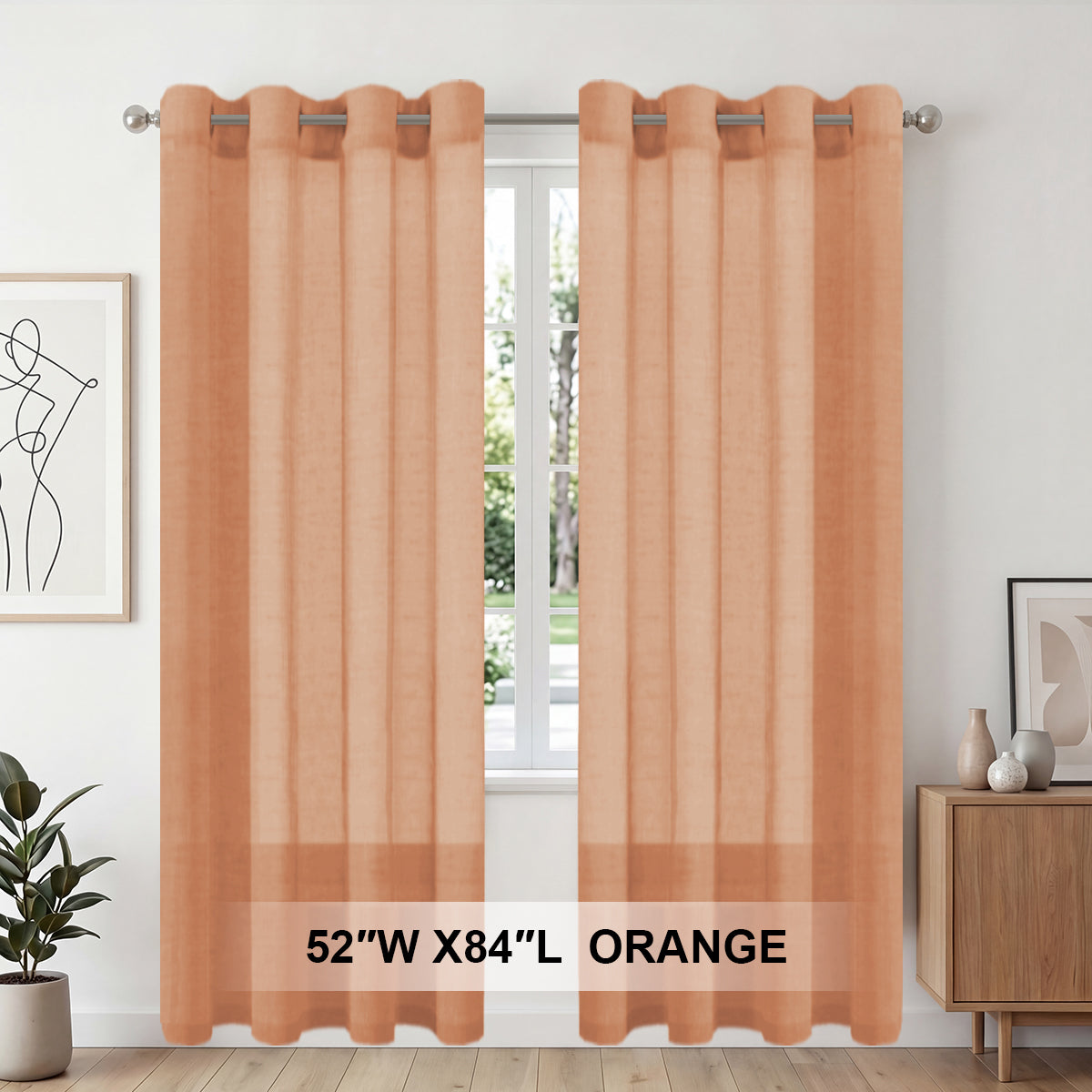 H.Versailtex 2 Panels Natural Linen Blended Semi-Sheer Curtains Privacy Assured with Nickel Grommet