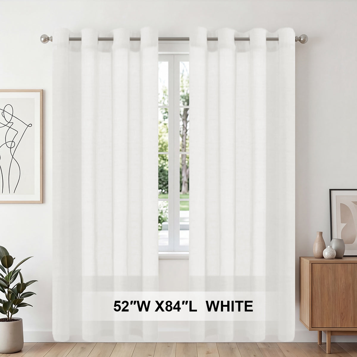 H.Versailtex 2 Panels Natural Linen Blended Semi-Sheer Curtains Privacy Assured with Nickel Grommet