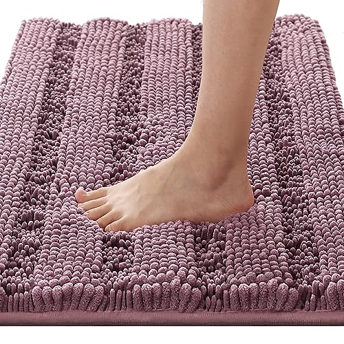 PrimeBeau Luxury Chenille Striped Bath Mats Set | Ultra Thick & Absorbent Non Slip Rugs 20“ x 32"