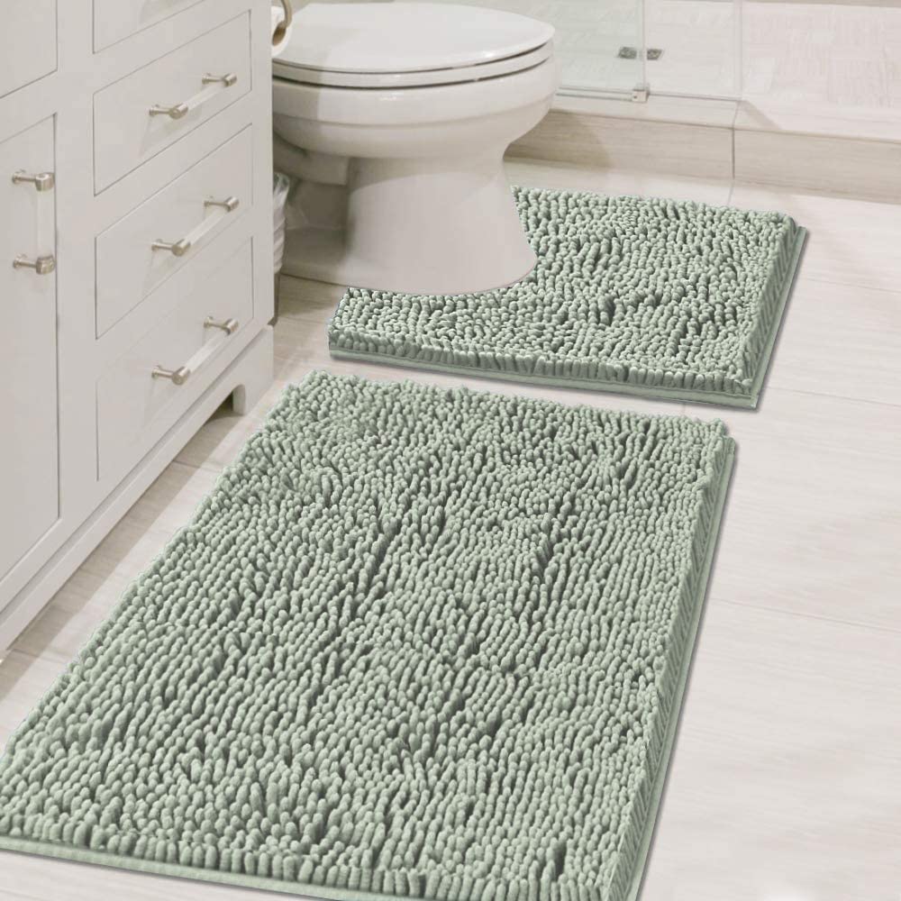 PrimeBeau Bath Mats Non Slip, Soft Shaggy Microfiber, Absorbent, Machine-Washable Rugs(2Pieces)