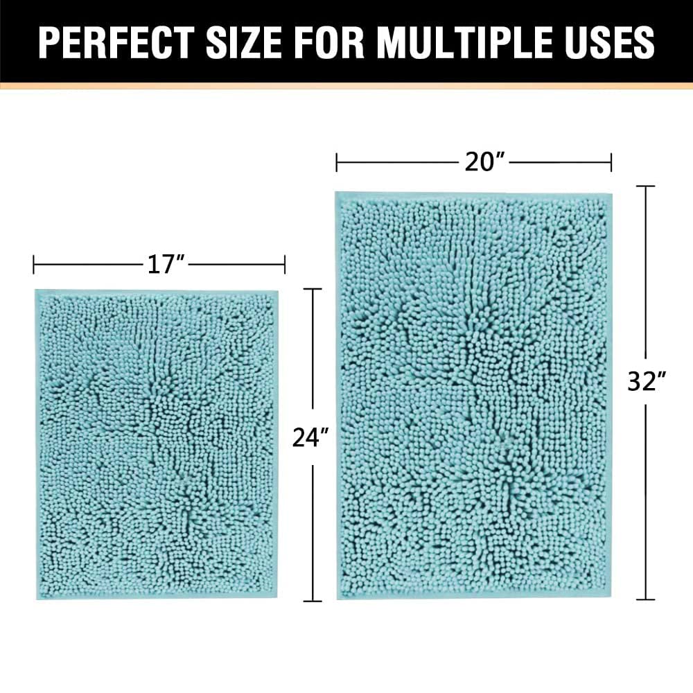 PrimeBeau Bath Mats Non Slip, Soft Shaggy Microfiber, Absorbent, Machine-Washable Rugs(2Pieces)