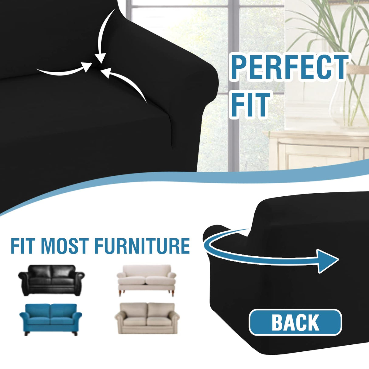 PrimeBeau 2023 Version Loveseat Cover 1-Piece Stretch Couch Covers for 2 Cushion Couch Sofa Cover Spandex Non Slip Soft Form Fit Furniture Protector with Elastic Bottom