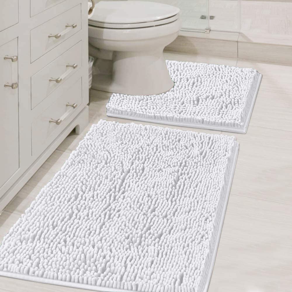PrimeBeau Bath Mats Non Slip, Soft Shaggy Microfiber, Absorbent, Machine-Washable Rugs(2Pieces)