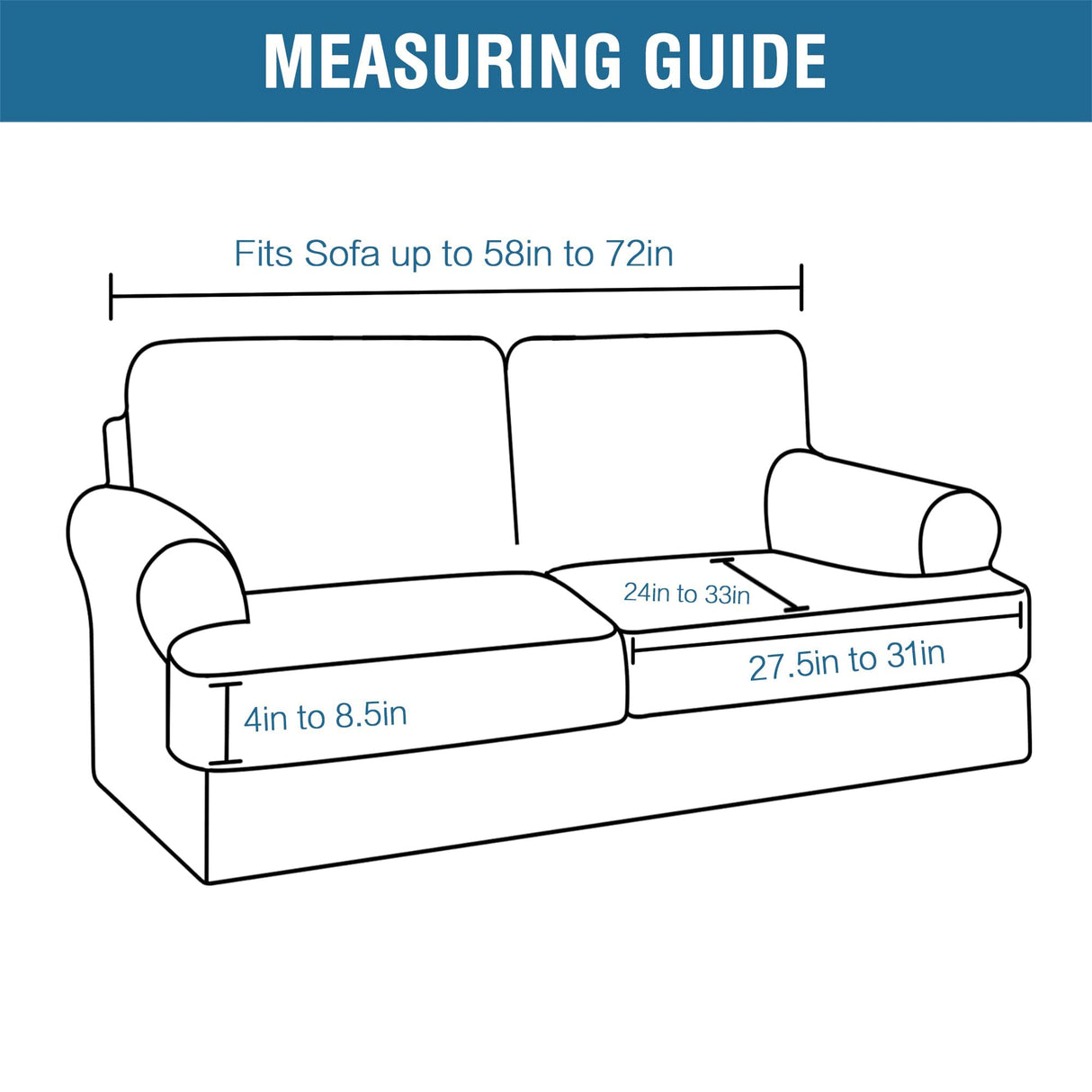 PrimeBeau 3 Pieces T Cushion Loveseat Slipcovers Couch Cover for 2 Cushion Couch Non Slip Super Stretch Soft Washable Furniture Protector with 2 Individual T Cushion Covers