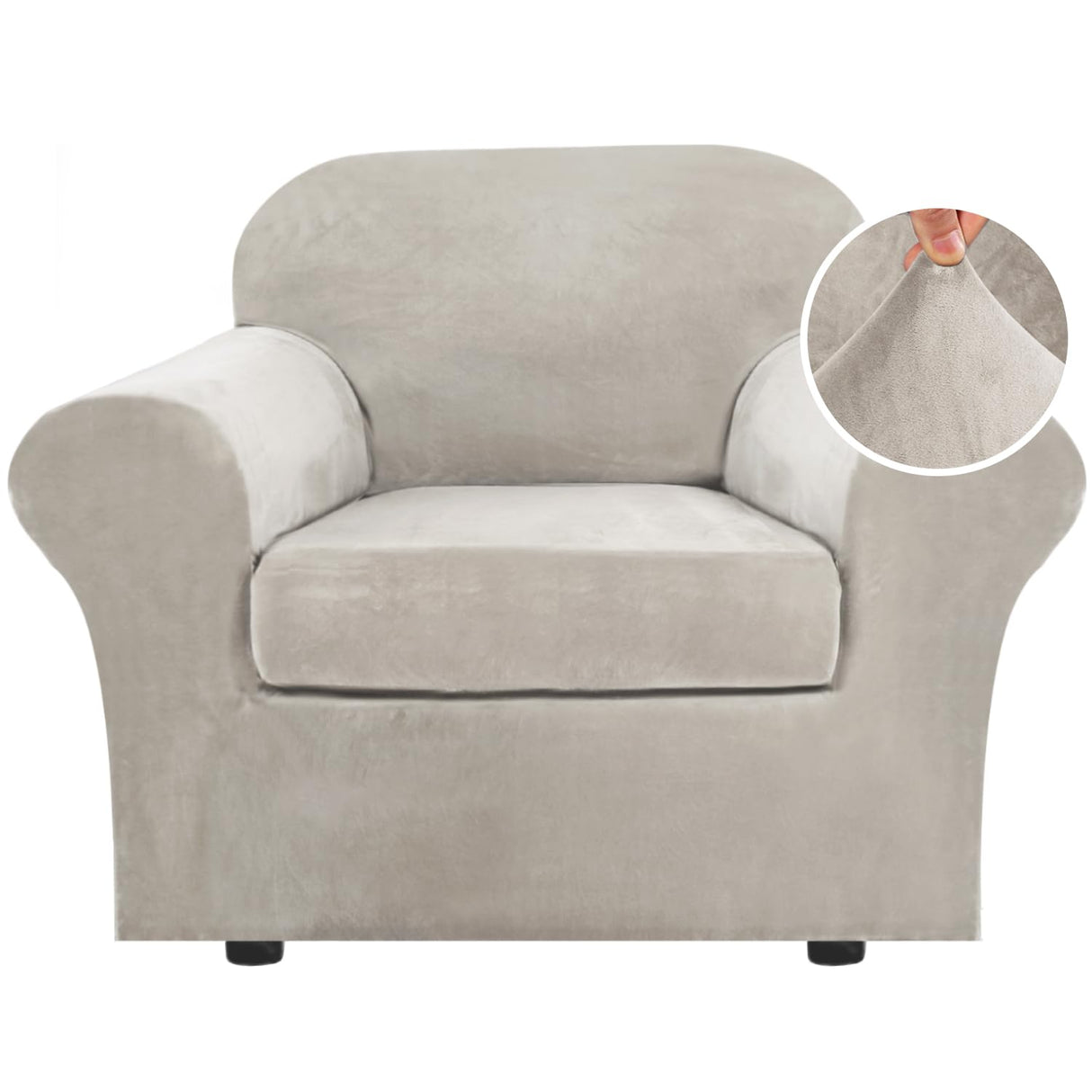 H.Versailtex Modern Velvet Plush High Stretch Sofa Slipcover with Elastic Bottom