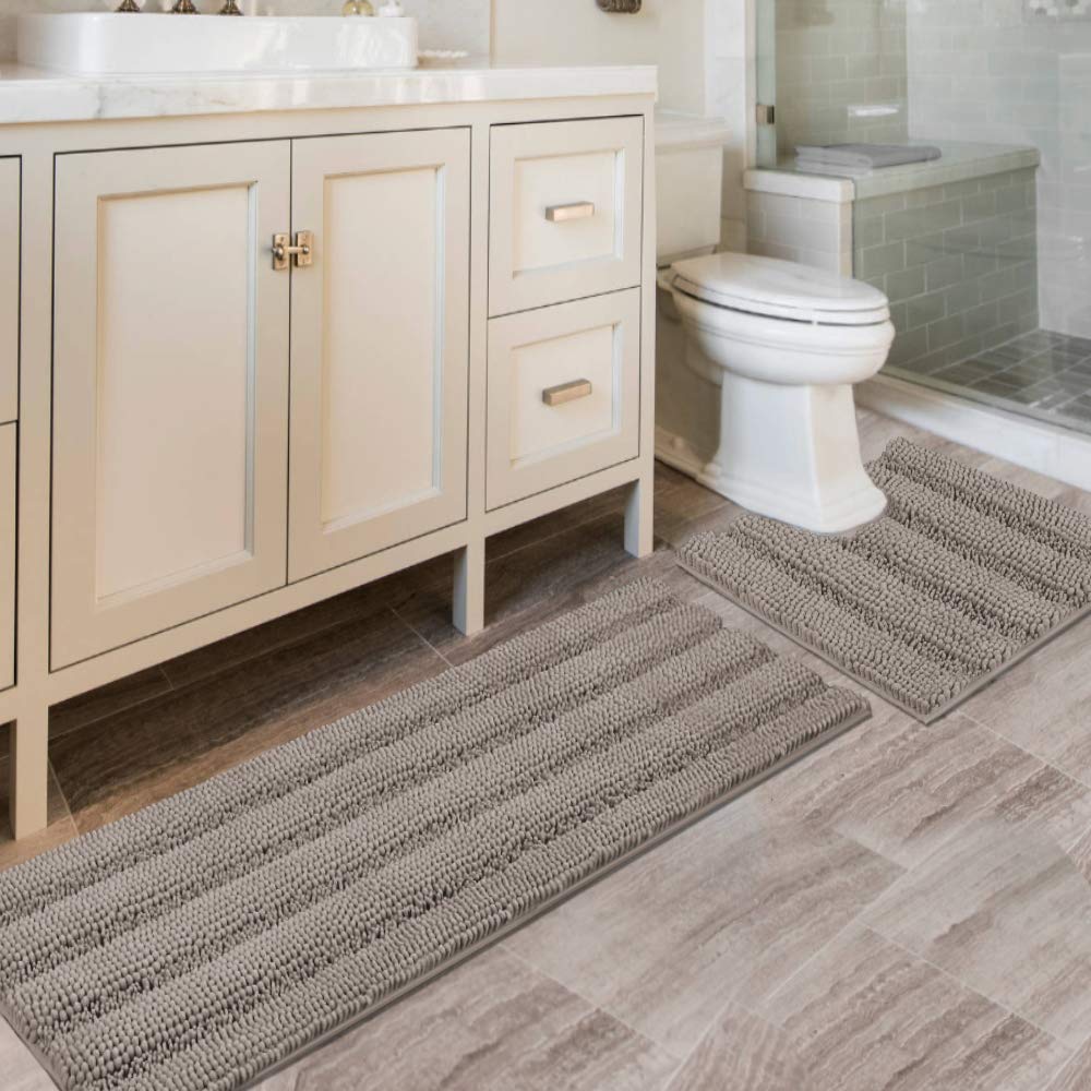 PrimeBeau U Sharp Stripe Bath Rug Contour Set