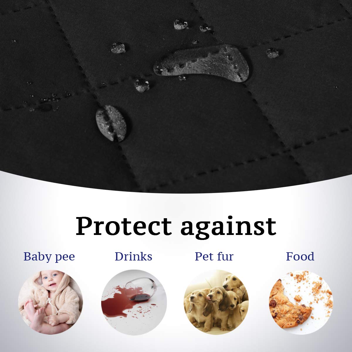 H.VERSAILTEX Reversible Quilted Recliner Covers Recliner Chair Cover Water Resistant Furniture Protector Washable Couch Cover with Elastic Straps for Kids, Pets (Recliner, Black/Grey)